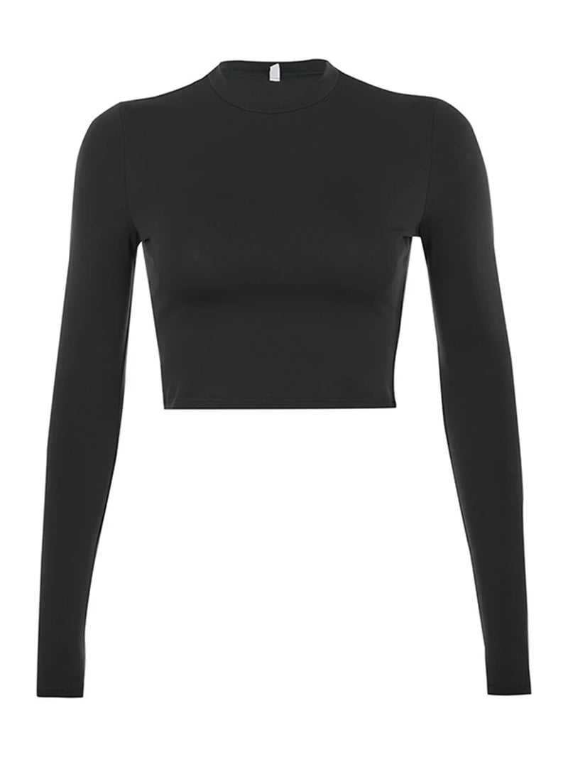 Women's Long Sleeve Crop Top – Casual Essential Tee