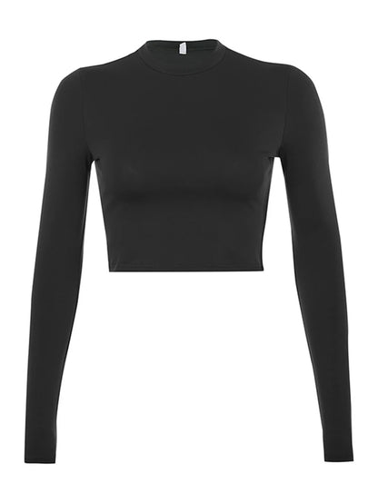 Women's Long Sleeve Crop Top – Casual Essential Tee