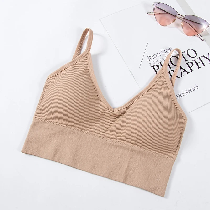 U-Shaped Back Tank Top Lady Intimate Strap Bra Camis Seamless Brassiere Women Wirefree Bralette Sexy Bras Comfortable Underwear