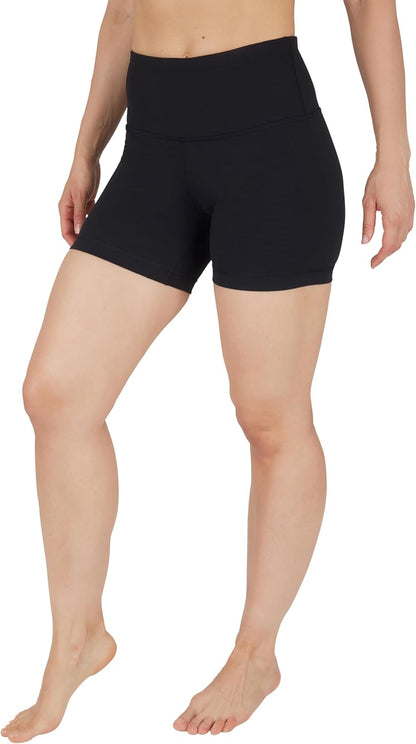 Women's High-Waisted Ribbed Biker Shorts for Workout, Yoga, and Running with Tummy Control Spandex