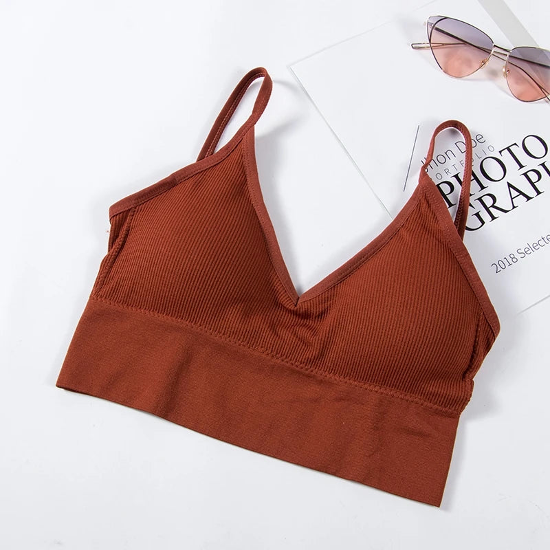U-Shaped Back Tank Top Lady Intimate Strap Bra Camis Seamless Brassiere Women Wirefree Bralette Sexy Bras Comfortable Underwear