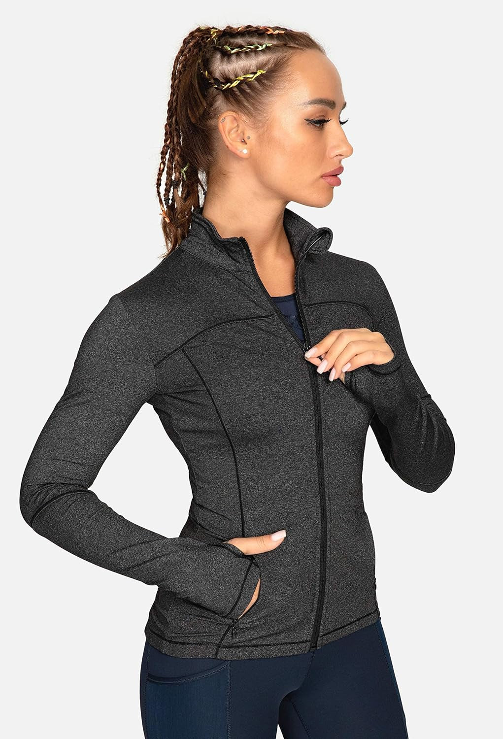  Womens Running Jackets Athletic Workout Scrub Jacket Track Full Zip up Gym for Women Yoga Top