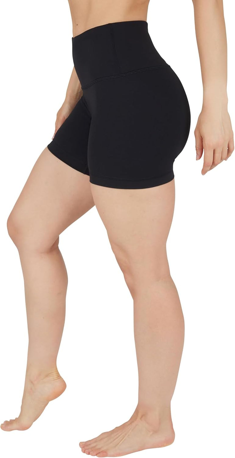 Women's High-Waisted Ribbed Biker Shorts for Workout, Yoga, and Running with Tummy Control Spandex