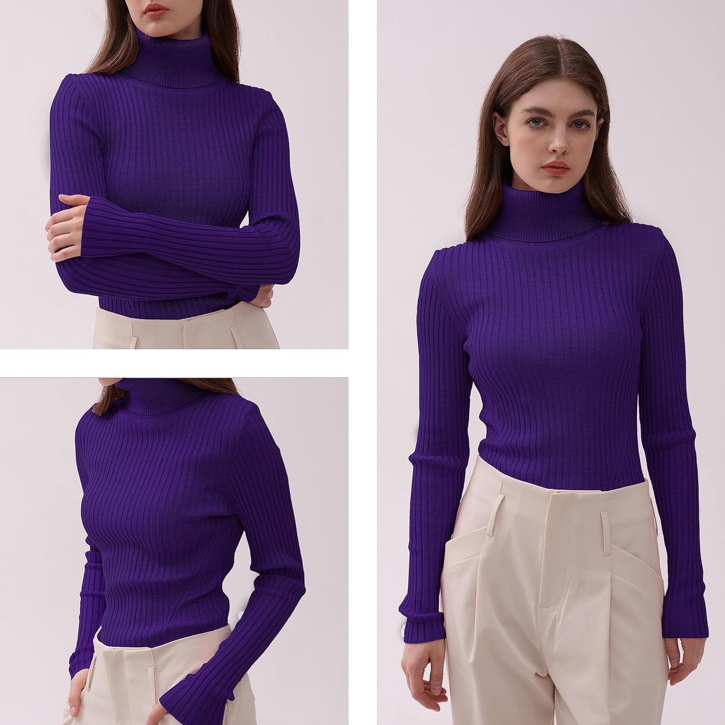 Women's Ribbed Turtleneck Sweater – Soft & Fitted Kni