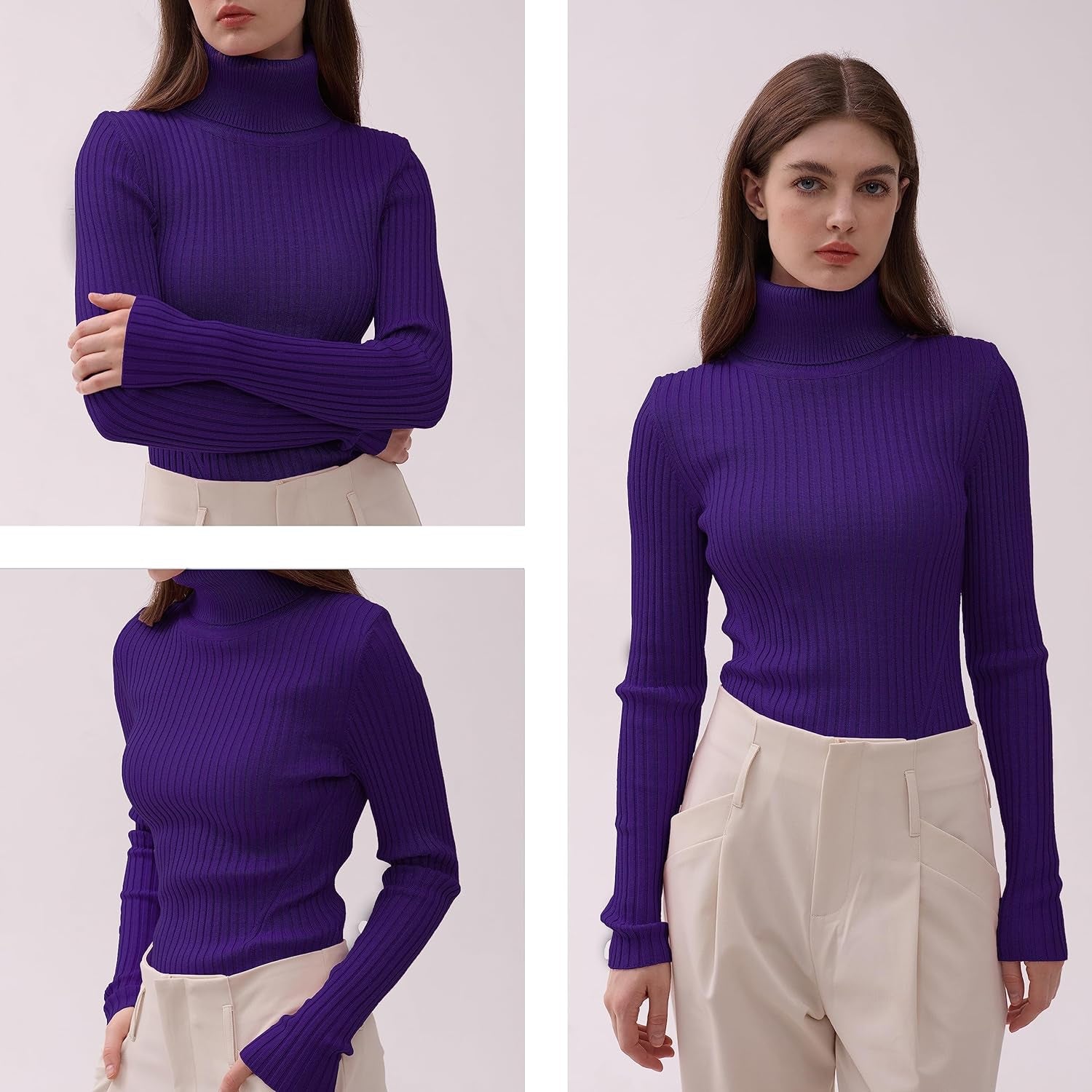 Women's Ribbed Turtleneck Sweater – Soft & Fitted Kni