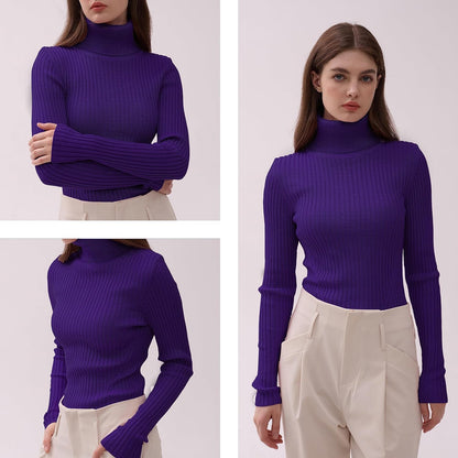 Women's Ribbed Turtleneck Sweater – Soft & Fitted Kni