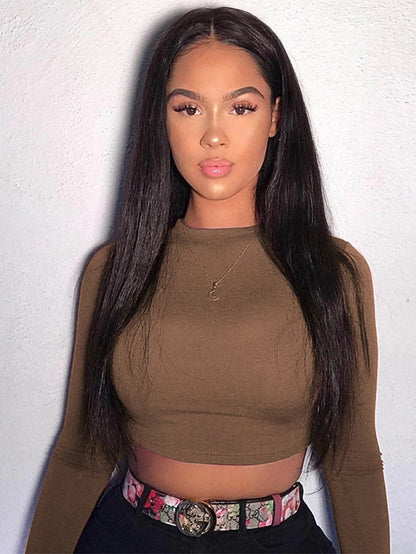 Women's Long Sleeve Crop Top – Casual Essential Tee