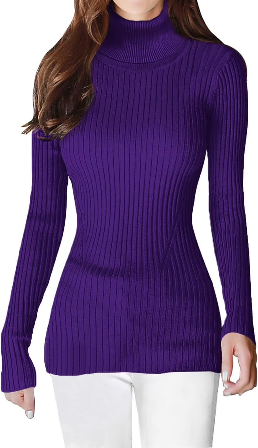 Women's Ribbed Turtleneck Sweater – Soft & Fitted Kni