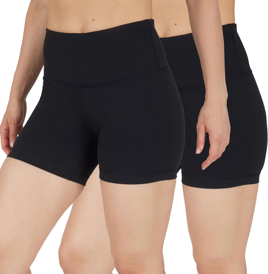 Women's High-Waisted Ribbed Biker Shorts for Workout, Yoga, and Running with Tummy Control Spandex